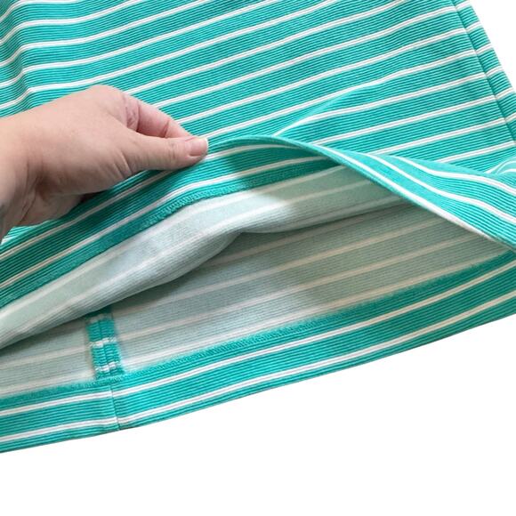 Talbots Turquoise White Striped Stretchy Pencil Skirt Coastal Beach Size 12 - Picture 4 of 8